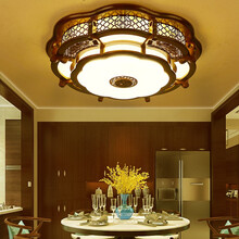艾尔伦 中式吸顶灯圆形中国风仿古实木客厅灯大灯主卧室灯温馨浪漫现代中式古典大气家用房间新中式灯具 8205：60cm  遥控调色调光