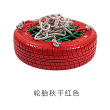 幼儿园轮胎秋千平衡车平板车感统训练器材道具前庭失调玩具户外彩绘带绳带网感统训练滑板车儿童亲子早教游戏 轮胎秋千红色