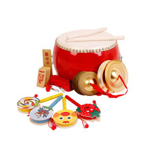 5 6 7 8 9 10牛皮鼓 红锣鼔 儿童鼓 幼儿园腰鼓 大鼓 流行传统花鼓敲打击乐器 5寸牛皮鼓+大镲