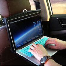 卡斯兰迪 车用电脑桌 多功能小桌板 车载 座椅背餐桌 水杯架 IPAD支架 汽车折叠笔记本电脑桌 黑色 KSL6647