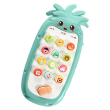 盟石儿童双语手机玩具宝宝早教益智仿真电话趣味音乐玩具男孩女孩婴儿0-1-3岁小孩带牙胶 双语手机-薄荷蓝