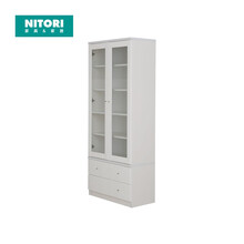 日本NITORI宜得利家居 家具书柜储物柜收纳柜书房家具带玻璃门和抽屉 ALC-083 白色