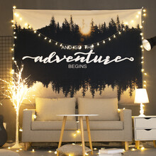 背景布ins挂布网红挂毯宿舍改造挂画布艺动物植物背景墙面装饰床头布壁毯 黄昏 1.5米高*2米宽带6米灯