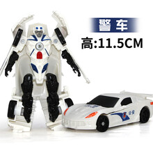 手动变形玩具金刚迷你大黄蜂小汽车机器人警车手动模型男飞机儿童坦克 手动变形警车