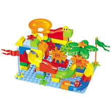 麦肯齐 【900大小颗粒】儿童积木桌子玩具男孩女孩玩具拼插多功能学习二合一游戏桌餐椅2-3-6-8岁 80大颗粒滑道【积木桌套餐所选搭配勿拍！】