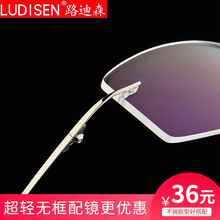 路迪森LUDISEN无框眼镜男 超轻商务眼镜框防辐射钛合金记忆眼镜架女网上配近视眼镜成品有度数 黑色框 只要眼镜(不配度数)选项