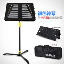 Asanasi叮当琴双排16音儿童宝宝早教幼儿园打击乐器铝片琴手敲琴小钟琴 银色16键钟琴+格利姆谱台支架