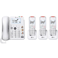 AT&T 54102数字无绳中文图标子母机家用办公 电话机时尚固定有线座机 白色一拖三中文版