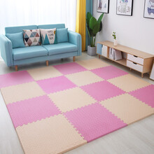 【多片装多色可选】星期八宝宝爬行垫泡沫地垫儿童拼接地板垫泡沫垫地毯卧室爬爬垫加厚环保拼图地垫 米色+粉色 30x30x1.0cm/24片装