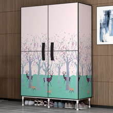 衣柜布衣柜简易衣柜钢管加粗加厚牛津布加厚租房家用经济型单人挂衣橱 2506小鹿(85*45*172CM)