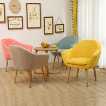 中伟洽谈桌北欧布艺沙发接待谈判会客桌椅围椅卡座奶茶店咖啡店洽谈休闲桌椅组合 一桌4椅