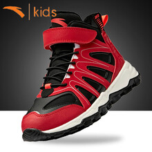 安踏童鞋男童棉鞋2020秋季高帮鞋12-15岁儿童中大童运动鞋男跑步鞋 大红/黑/荧光亮深红 34