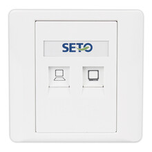 SETO盛拓 网络网口网线插座面板单双口86型超五类电话电脑插座 1电脑+1电视