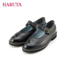 HARUTAHarutaSF373单鞋女平底鞋子学生百搭法式复古小皮鞋女jk玛丽珍鞋 黑色 39