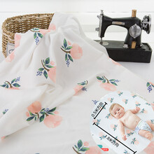 磨毛绒布精梳针织纯棉宝宝布料ins北欧卡通弹力婴儿a类棉布布料 磨毛 水玫瑰