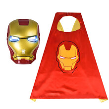 钢铁侠儿童发光面具穿戴cos装扮手套发射披风套装万圣节玩具 面具+披风