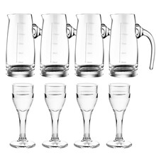 美厨（maxcook）白酒杯分酒器套装 烈酒杯倒酒壶中式玻璃酒具8件套 4个白酒杯10ml+4个分酒器150ml MCB181