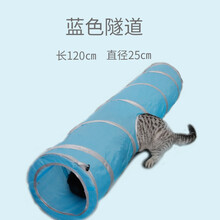 猫隧道宠物窝折叠滚地龙猫通道猫咪自嗨猫隧道猫玩具英短美短小猫幼猫成猫钻洞通道猫咪玩具宠物猫咪用品 猫隧道大号蓝色25*120