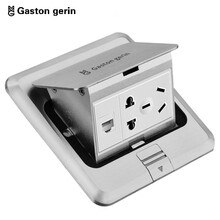 gaston gerin银色不锈钢地插座弹起式五孔地板插座二三插家用防水地插不带阻尼不锈钢5孔地插 五孔+电脑地插