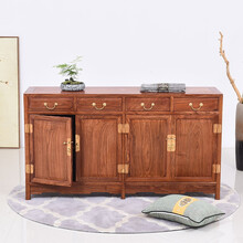 宗木府红木家具非洲花梨（学名：刺猬紫檀）歺边柜餐边柜厨房储物柜实木新中式玄关柜收纳柜碗碟柜备餐柜 长147*宽40*高82cm