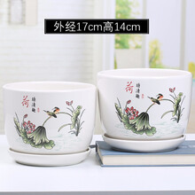 八个随机花盆陶瓷批发清仓带托盘特大号绿萝吊兰室内肉肉创意简约多肉植物花盆桌面阳台小多肉花盆栽 79088两个17厘米 小