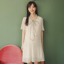 米度丽 孕妇装夏季款孕妇连衣裙夏天裙子中长款雪纺娃娃裙洋气潮妈夏装 杏色 M