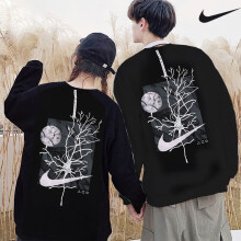 耐克（NIKE）长袖男装女装2025春季新款舒适印花柔软打底T恤衫上衣薄款卫衣套 DQ4793-010黑色 男女同款  M