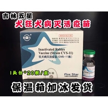 吉林五星 国产犬疫苗 狂犬病灭活疫苗（CVS-1株）狂犬疫苗 单瓶价 兽用 1瓶价