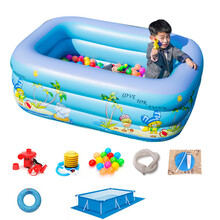 大号家庭儿童家用游泳池大人小孩游泳池充气加高加厚大型水池幼儿园室内外球池生日礼物儿童礼物 1.5米三层加厚泡泡底标准套餐
