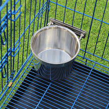 犬舍中大型狗狗饮水桶不锈钢喂水器喝水盆狗笼悬挂式水壶 1.6升固定支架款 口径16CM直通