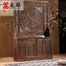 安邸 红木家具非洲鸡翅木（学名：非洲崖豆木）实木屏风 中式隔断镂空 雕花玄关仿古间厅柜 屏风 1.38米屏风