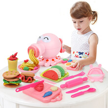 勾勾手（gougoushou） 橡皮泥彩泥粘土模具儿童手工面条机3-6岁男女孩DIY益智玩具 章鱼女孩款-粉色 彩泥面条机21件套