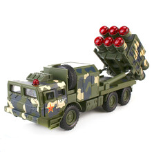 红旗12导弹发射车模型嘉业远程火箭炮儿童合金玩具小汽车声光回力 嘉业红旗12中程防空导弹车军绿色