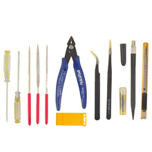 【1】美乐他 高达军事模型制作新手工具套装 笔刀 水口钳 打磨 镊子刻线专用玩具配件素组拼装ABA （11件工具套装刀装VT-034）