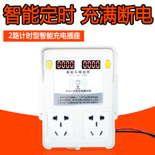 一唯 电瓶车智能定时插座 充满断电  电瓶车充电定时器 YWSKC-2 白色 2路按键免费款
