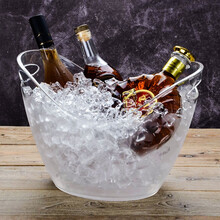 神斧 PC透明元宝冰桶 香槟红酒桶 冰粒桶 大小号款洋酒桶 塑料啤酒桶冰酒器冰桶 透明款-大号