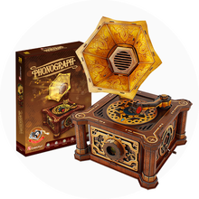 乐立方3D创意立体拼装拼图世界中国建筑拼插纸模型积木拼插玩具 复古留声机