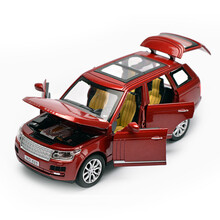 奔驰六开门合金车路虎揽胜沃尔沃汽车模型儿童汽车玩具小车仿真声光车模玩具车 路虎揽胜-红