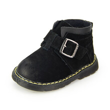 童鞋学步鞋男宝宝鞋子婴儿棉鞋冬季幼儿真皮保暖0-1岁马丁靴子 黑色 16码内长12CM