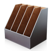 利蓝（LEADLAND）文件夹桌上三联文件架文件筐四联文件框资料夹架档案架文件整理收纳财务会计用品 【商务办公之选】咖色四联1446