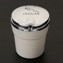 适用于捷豹XEL F-PACE XFL XJ车载烟灰缸车用带LED灯盖金属汽车专用烟灰缸 捷豹标/白色