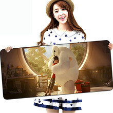 飞利浦 加大号游戏鼠标垫键盘垫网咖桌面垫守望先锋LOL吃鸡绝地求生cf游戏可爱卡通加厚锁边包边键盘垫 大白鼠标垫30*80厘米  精密锁边