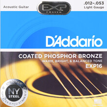 达达里奥（D'Addario）EXP16 磷铜民谣吉他弦防锈镀膜 标准款张力12-53美产原装进口