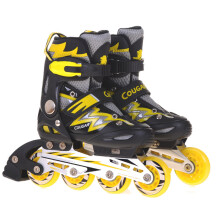 美洲狮（COUGAR）溜冰鞋成人轮滑鞋儿童套装初学可调码男女直排休闲旱冰鞋835 黑黄鞋 S码29-32