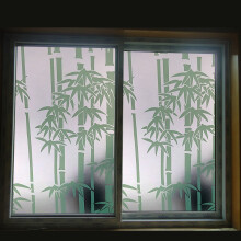 迪茵自粘玻璃贴膜磨砂窗户玻璃贴纸透光不透明窗花纸办公室空调房防晒 绿竹 90cm*2米