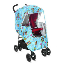 婴儿推车防风防雨罩防风保暧雨罩雨棚BB童车罩通用型 加厚环保雨罩蓝色小熊