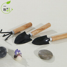 家庭园艺工具三件套 种菜养花盆栽多肉种植用具松土铲子耙子喷壶玩具户外盆栽花卉绿植 木柄三件套