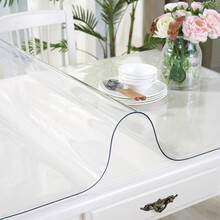 梦黛丝 桌布防水pvc透明茶几垫餐桌垫软玻璃长方形磨砂塑料水晶板茶几布电视柜学生课桌书桌垫隔热垫 透明1.0常用  80X130cm