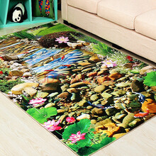 雍阳地毯现代3D卡通图案儿童爬行垫客厅沙发茶几垫家用卧室房间满铺床边毯定制做尺寸防滑耐脏污地毯 丛中小溪 40*70厘米
