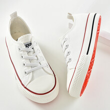 卜丁2021夏季新款儿童帆布鞋女童一脚蹬透气布鞋男童宝宝小白鞋春秋板鞋 白色 32码内长20/适合脚长19.5